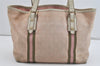 Authentic GUCCI Sherry Line Tote Bag GG Canvas Leather 137396 Pink 1056I