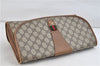 Authentic GUCCI Web Sherry Line Clutch Hand Bag Purse GG PVC Leather Brown 1057D