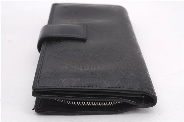 Authentic GUCCI Impreme Long wallet GG PVC Leather 305028 Black 1057F