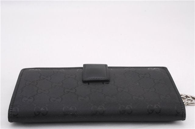 Authentic GUCCI Impreme Long wallet GG PVC Leather 305028 Black 1057F