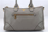 Authentic PRADA Cervo Leather 2Way Shoulder Hand Bag Purse Gray 1059D