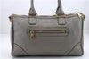 Authentic PRADA Cervo Leather 2Way Shoulder Hand Bag Purse Gray 1059D