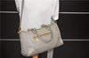 Authentic PRADA Cervo Leather 2Way Shoulder Hand Bag Purse Gray 1059D