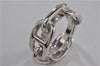 Authentic HERMES Scarf Ring Chaine d'Ancre Design Silver Tone 1059F