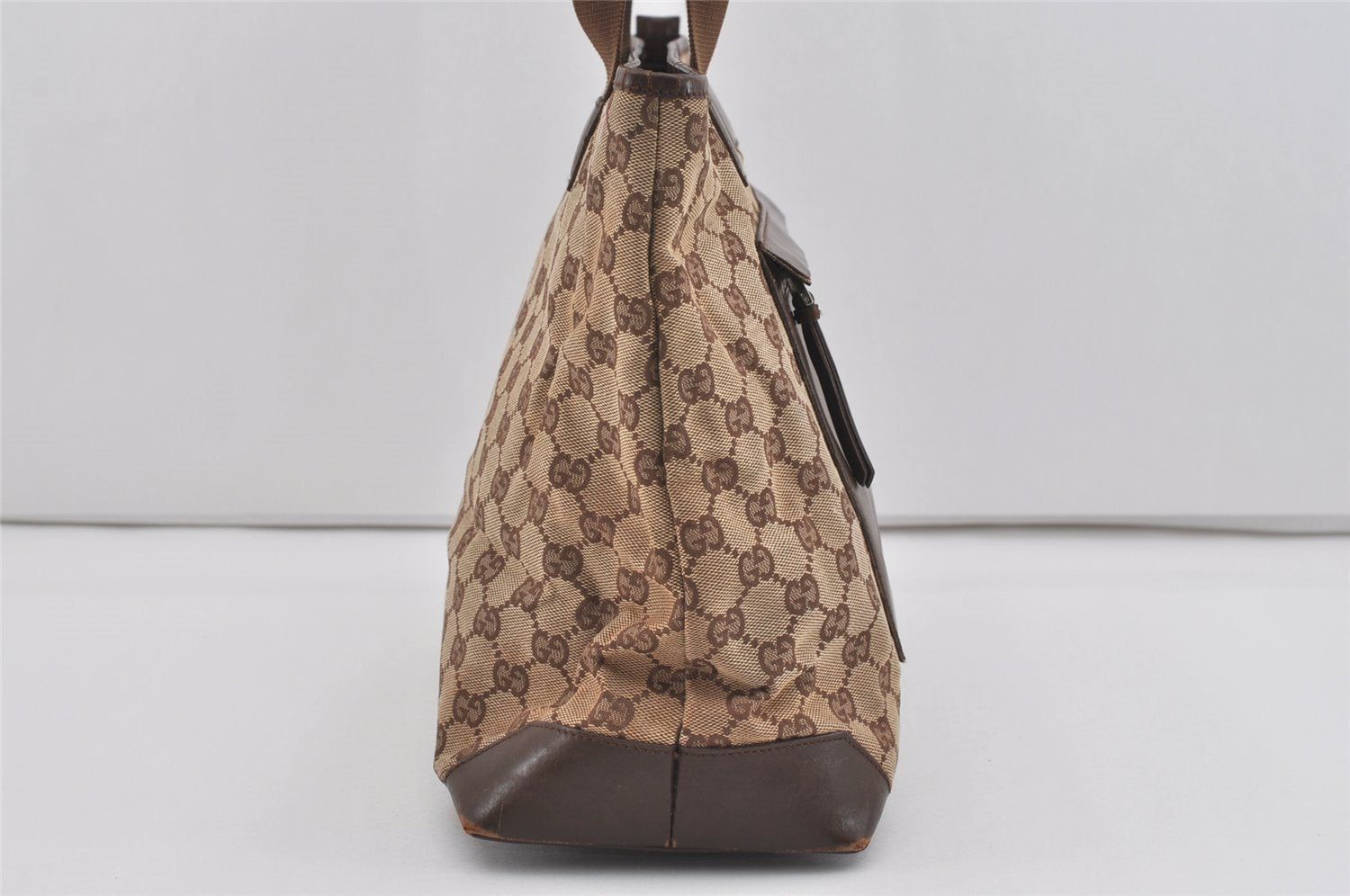 Authentic GUCCI Vintage Shoulder Tote Bag GG Canvas Leather 0190426 Brown 1059I