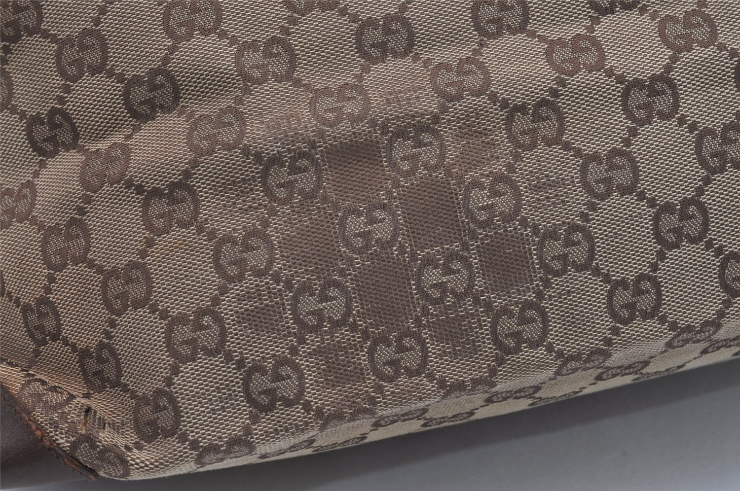 Authentic GUCCI Vintage Shoulder Tote Bag GG Canvas Leather 0190426 Brown 1059I