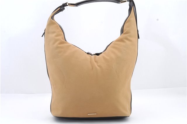 Authentic GUCCI Web Sherry Line Shoulder Bag Canvas Leather 0014287 Beige 1060D