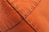 Authentic FENDI Selleria Shoulder Tote Bag Leather Orange 1061D