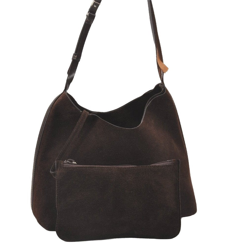 Authentic GUCCI Vintage Shoulder Hand Bag Purse Suede Leather Brown  1061I