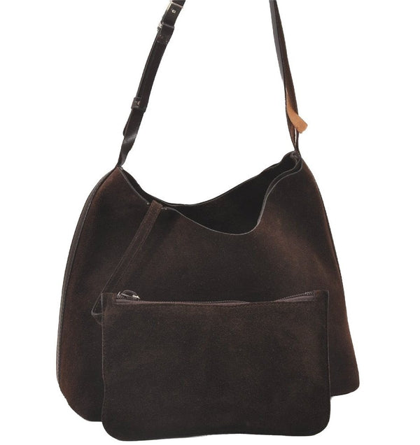 Authentic GUCCI Vintage Shoulder Hand Bag Purse Suede Leather Brown  1061I