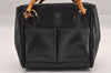 Authentic GUCCI Bamboo 2Way Hand Shoulder Cross Body Bag Leather Black 1062I