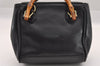 Authentic GUCCI Bamboo 2Way Hand Shoulder Cross Body Bag Leather Black 1062I