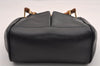 Authentic GUCCI Bamboo 2Way Hand Shoulder Cross Body Bag Leather Black 1062I
