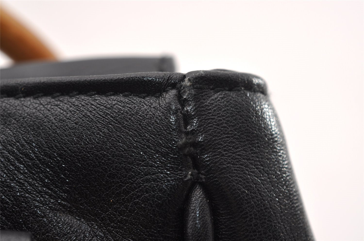 Authentic GUCCI Bamboo 2Way Hand Shoulder Cross Body Bag Leather Black 1062I