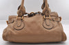 Authentic Chloe Paddington Vintage Leather Shoulder Hand Bag Purse Beige 1063I