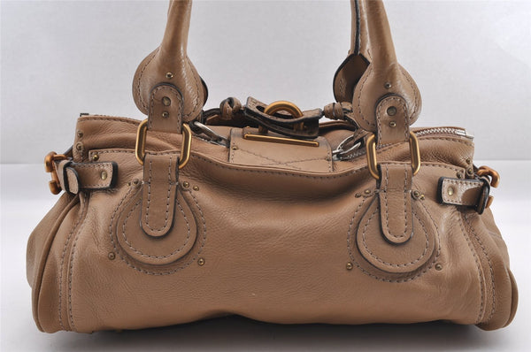 Authentic Chloe Paddington Vintage Leather Shoulder Hand Bag Purse Beige 1063I