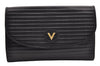 Authentic MARIO VALENTINO Vintage Logo Clutch Hand Bag Purse Leather Black 1064I