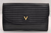 Authentic MARIO VALENTINO Vintage Logo Clutch Hand Bag Purse Leather Black 1064I