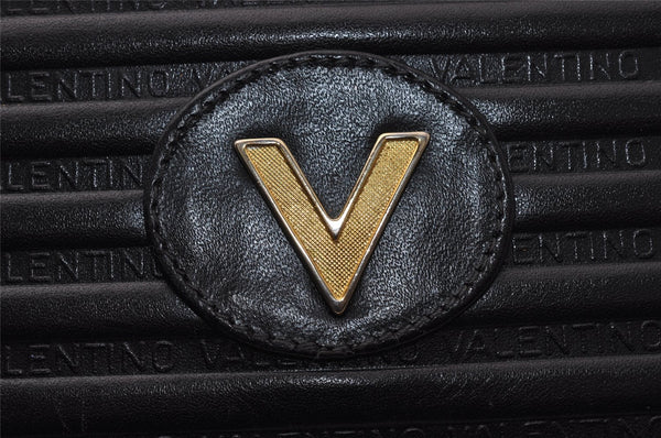 Authentic MARIO VALENTINO Vintage Logo Clutch Hand Bag Purse Leather Black 1064I