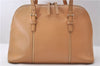 Authentic BURBERRY Vintage Leather Hand Bag Purse Beige 1066D