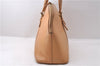 Authentic BURBERRY Vintage Leather Hand Bag Purse Beige 1066D