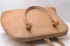 Authentic BURBERRY Vintage Leather Hand Bag Purse Beige 1066D