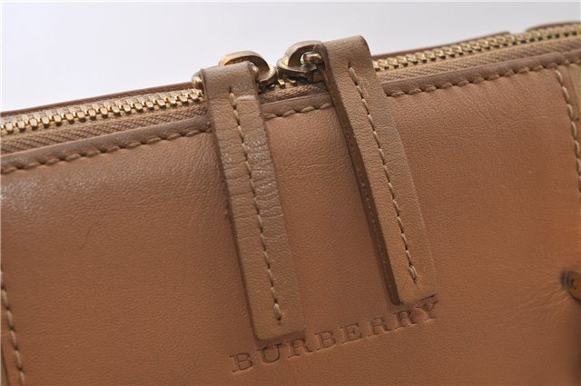 Authentic BURBERRY Vintage Leather Hand Bag Purse Beige 1066D