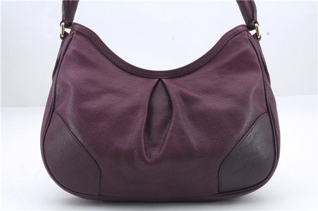 Authentic BURBERRY Vintage Leather Shoulder Hand Bag Purse Purple 1069D