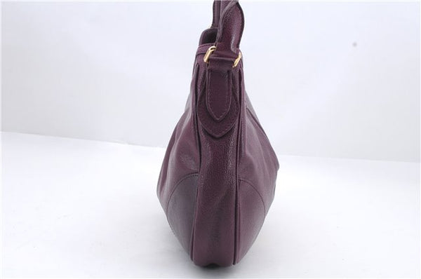 Authentic BURBERRY Vintage Leather Shoulder Hand Bag Purse Purple 1069D