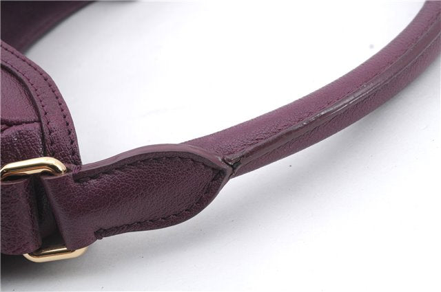 Authentic BURBERRY Vintage Leather Shoulder Hand Bag Purse Purple 1069D