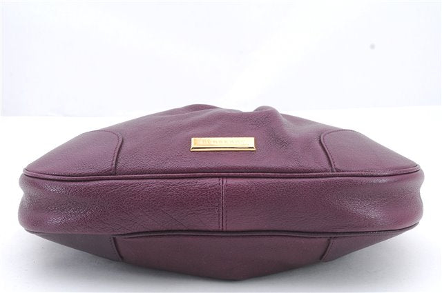 Authentic BURBERRY Vintage Leather Shoulder Hand Bag Purse Purple 1069D