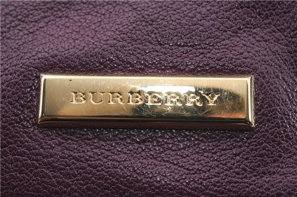 Authentic BURBERRY Vintage Leather Shoulder Hand Bag Purse Purple 1069D