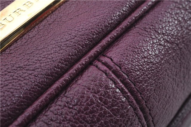 Authentic BURBERRY Vintage Leather Shoulder Hand Bag Purse Purple 1069D