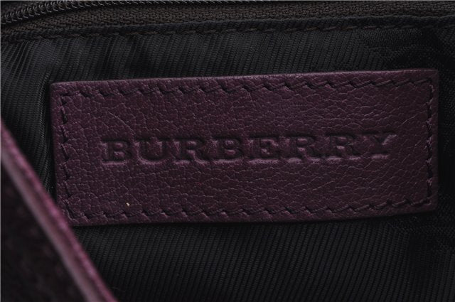 Authentic BURBERRY Vintage Leather Shoulder Hand Bag Purse Purple 1069D