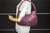 Authentic BURBERRY Vintage Leather Shoulder Hand Bag Purse Purple 1069D