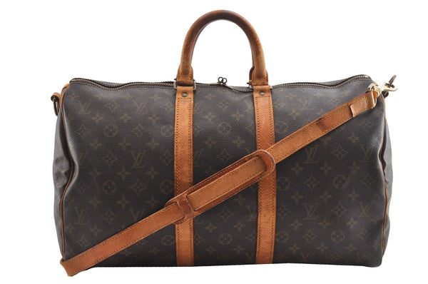 Auth Louis Vuitton Monogram Keepall Bandouliere 45 M41418 Boston Bag Junk 1069G