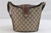 Authentic GUCCI Web Sherry Line Shoulder Cross Bag GG PVC Leather Brown 1070D