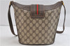 Authentic GUCCI Web Sherry Line Shoulder Cross Bag GG PVC Leather Brown 1070D