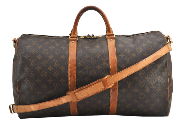 Authentic Louis Vuitton Monogram Keepall Bandouliere 50 M41416 Boston Bag 1070G