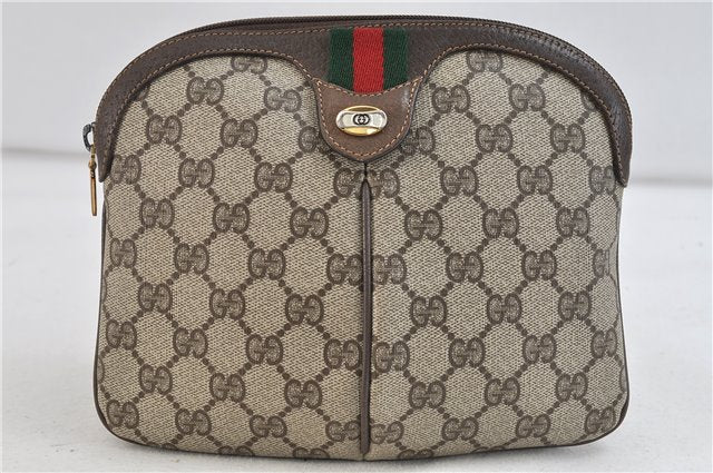 Auth GUCCI Web Sherry Line Shoulder Cross Body Bag GG PVC Leather Brown 1071D