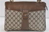 Authentic GUCCI Hand Shoulder Bag GG PVC Leather Brown 1073D