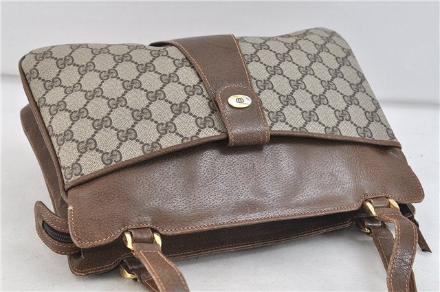 Authentic GUCCI Hand Shoulder Bag GG PVC Leather Brown 1073D
