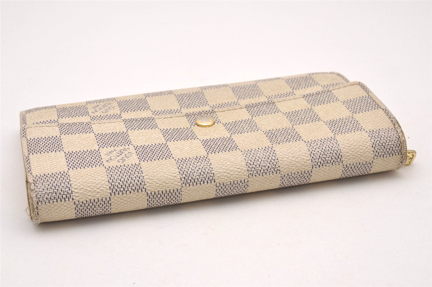 Authentic Louis Vuitton Damier Azur Portefeuille Sarah Wallet N61735 LV 1075I