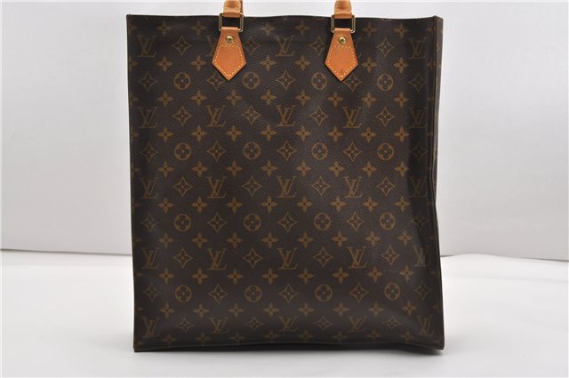 Authentic Louis Vuitton Monogram Sac Plat Hand Tote Bag M51140 LV 1076G