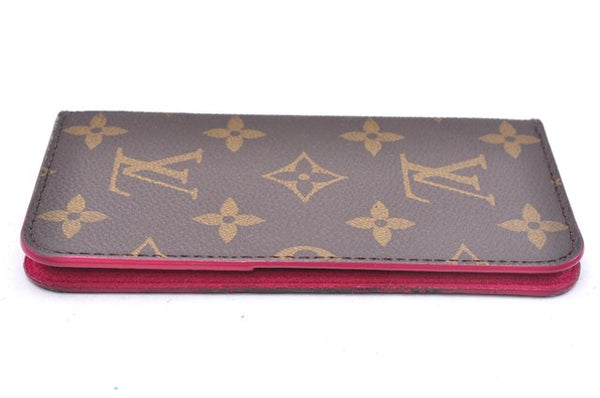 Authentic Louis Vuitton Monogram Folio Iphone 7 8 Case Pink M61906 LV 1079E