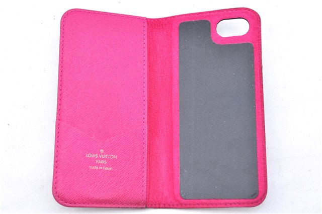 Authentic Louis Vuitton Monogram Folio Iphone 7 8 Case Pink M61906 LV 1079E