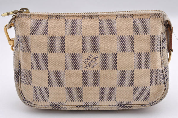Authentic Louis Vuitton Damier Azur Mini Pochette Accessoires N58010 Pouch 1080I