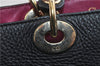 Auth Christian Dior Diorissimo 2Way Shoulder Hand Bag Leather Black CD 1081D