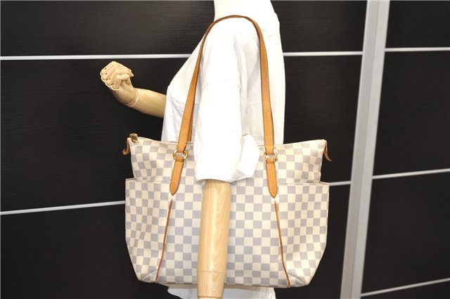 Authentic Louis Vuitton Damier Azur Totally MM Tote Bag N51262 LV 1083D