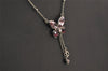 Auth Christian Dior Silver Tone Bijou Butterfly Chain Pendant Necklace 1084I